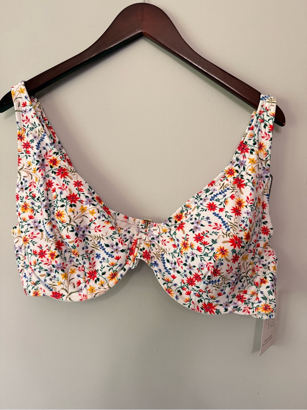 White Floral Bikini Top